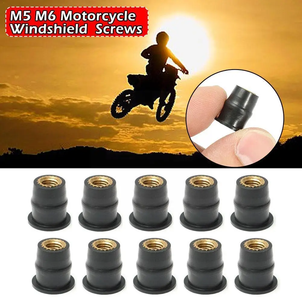 

20pcs Motoforti M5 M6 Motorcycle Windshield Windscreen Nut Screw Screws Bolts Nuts Fastener Universal Rubber Well P1G9