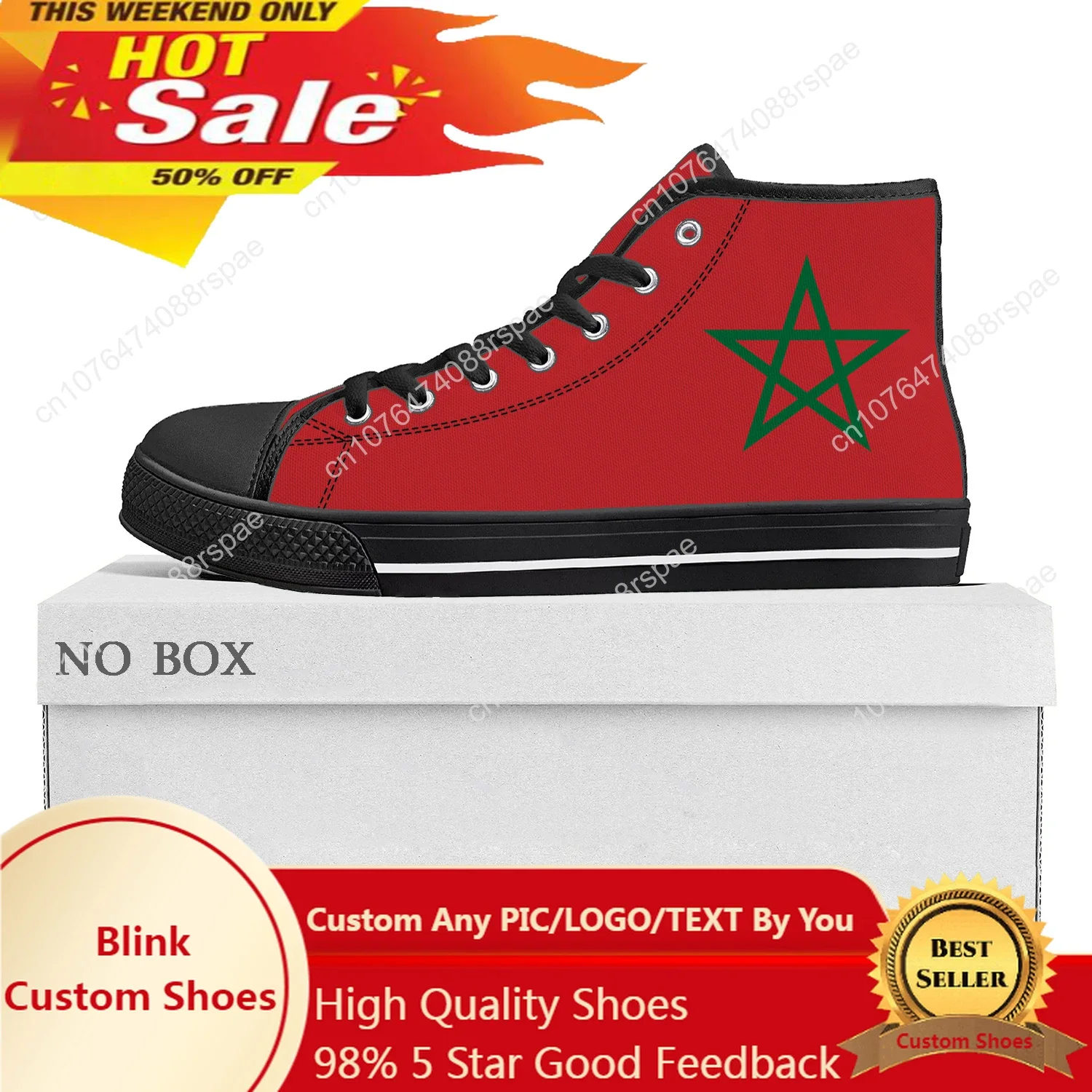 

Moroccan Flag High Top High Quality Sneakers Mens Womens Teenager Canvas Sneaker Morocco Casual Couple Shoes Custom Shoe