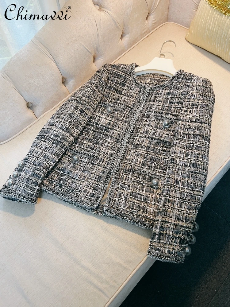 

Женский жакет с круглым вырезом, элегантная офисная куртка в французском ретро-стиле с длинным рукавом, одежда для осени 2023