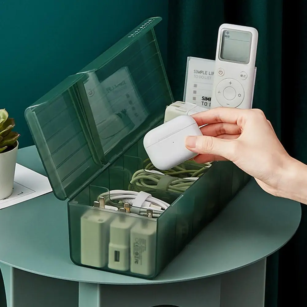 

Data Cable Storage Box Dust-proof Cable Organizer Hub Organizer Desktop Data Cable Organizer Sorting Grid Cable Storage Box