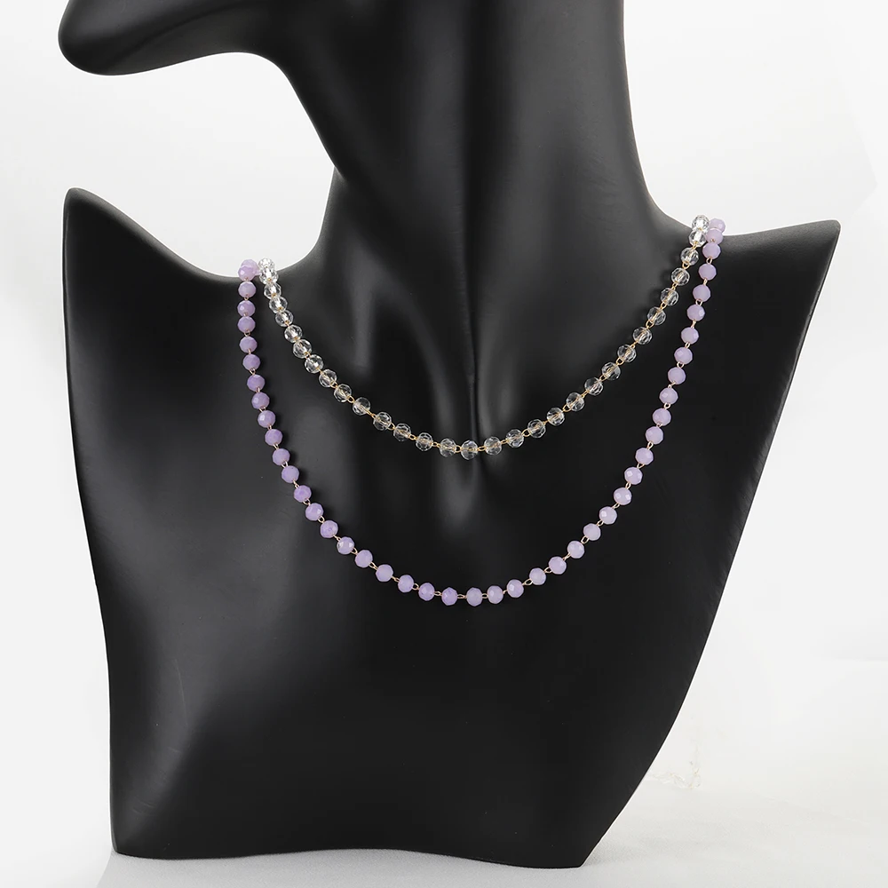 1 미터 투명 블랙 페르시 체인 4mm 크리스탈 유리 구슬 목걸이 체인 쥬얼리 만들기 구성 요소 공예 팔찌 DIY