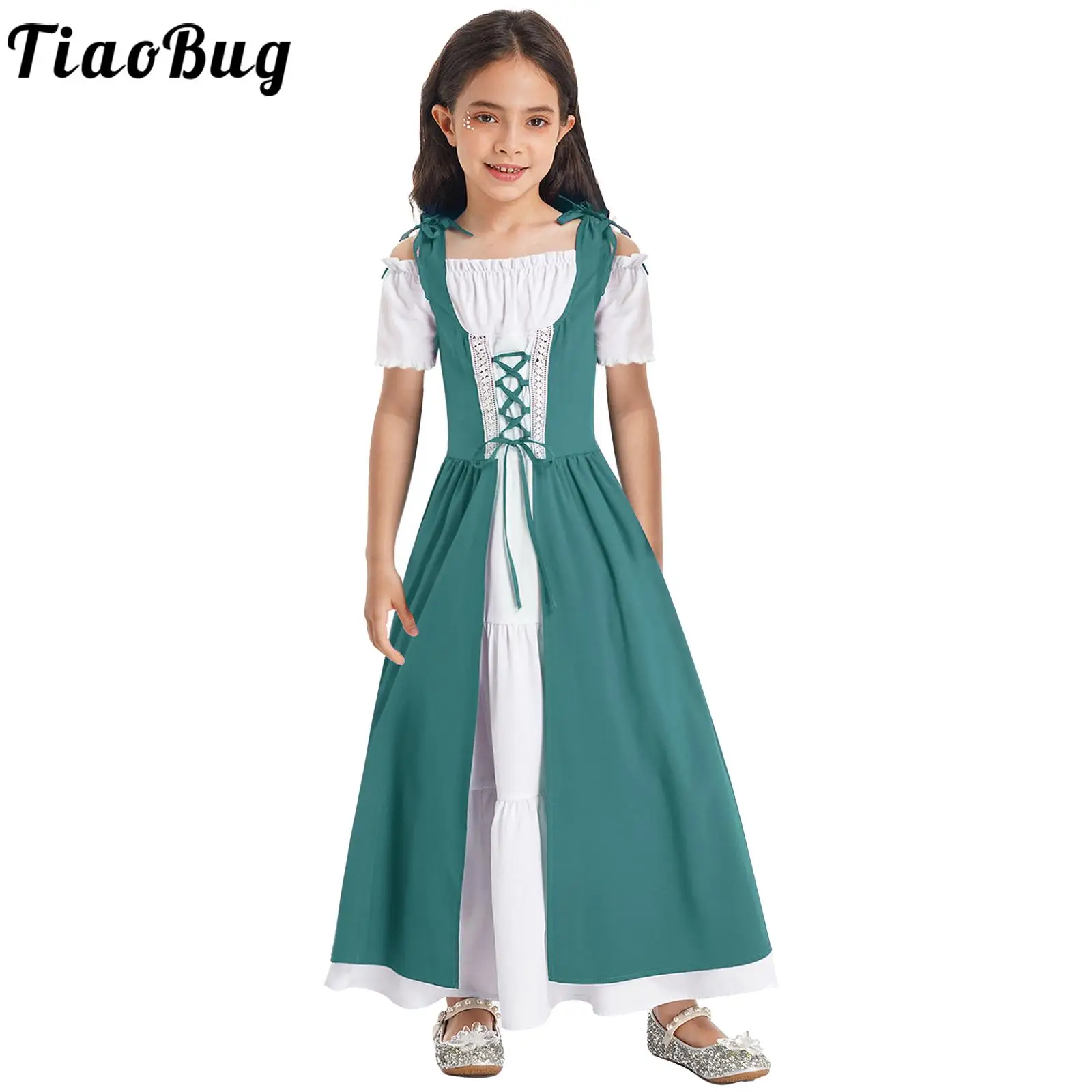 

Kids Girls Medieval Renaissance Costume Royal Princess Dress Girl Festive Clothing for Halloween Themed Party Carnival Costumes