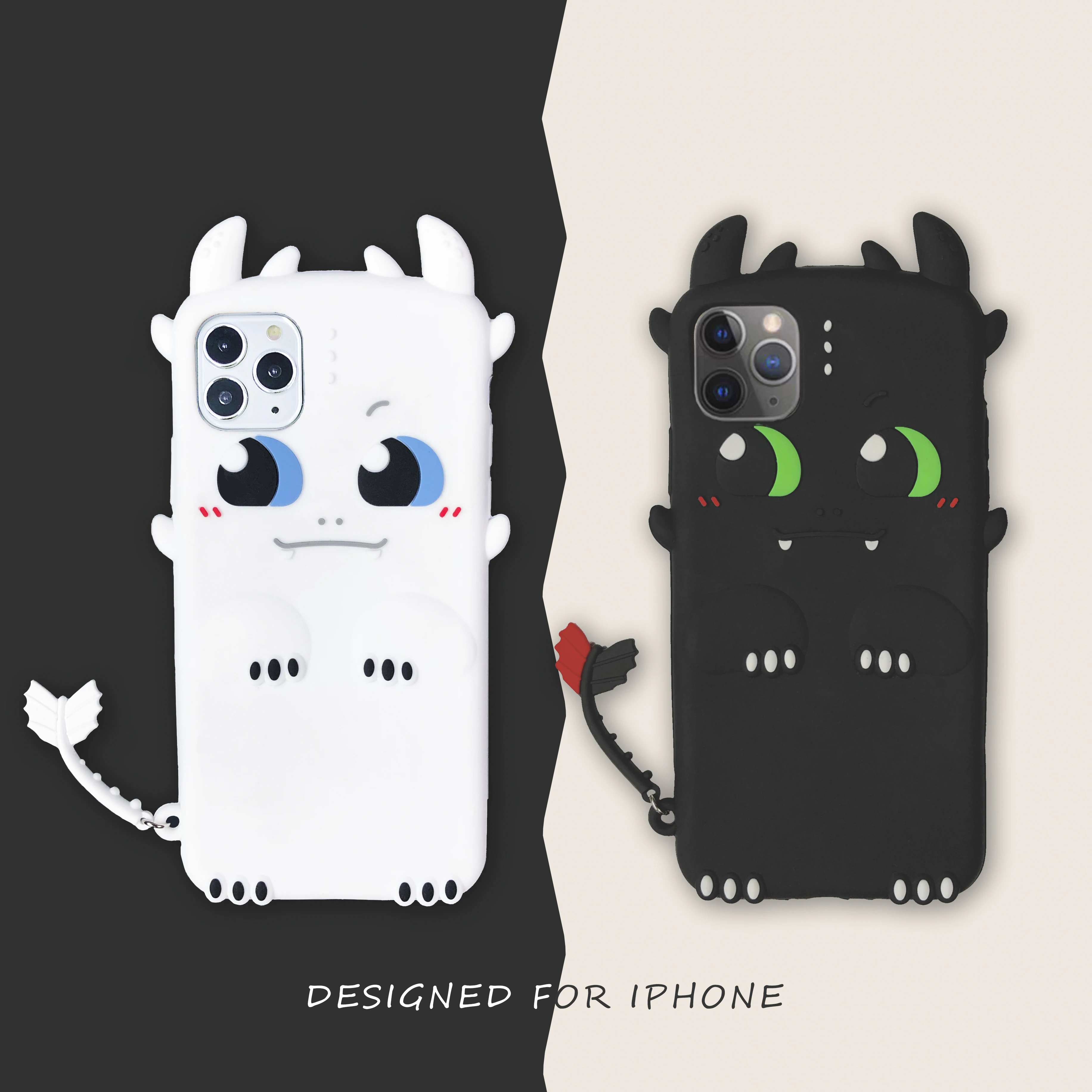 Black and White Dragon Silicone Soft Cover Case