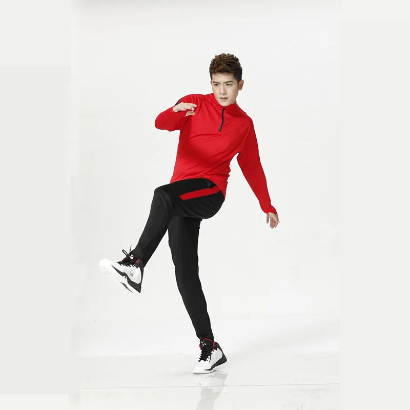 Black Knitted Track Pants for Kids Youth Adult Sportswear Tracksuit Pants Elastic Football Long Winter Training Sweatpants
