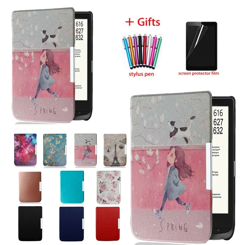 Pocketbook 633 606 628 Cores-capa Básica para Ebook com Touch Lux Mais Película Protetora Mais Caneta Stylus