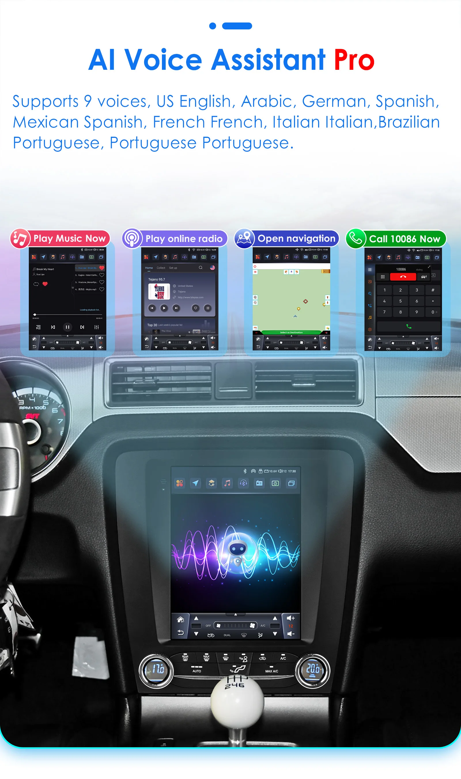 Auto-Multimedia-Player für Ford Mustang 2010–2014, Autoradio, intelligenter Bildschirm, 9,7 Zoll, Android 14 2 Din, Stereo-GPS-Navigation, 4G RDS – Detail 19