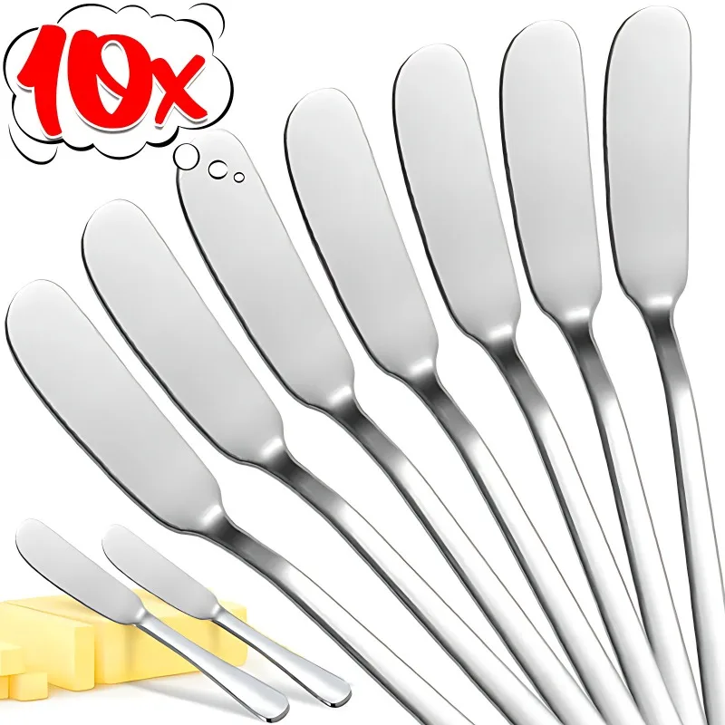 1/10PCS Stainless Steel Butter Knife Long Handle Cheese Bread Jam Cutter Multifunctional Western Food Tableware Kitchen Gadgets