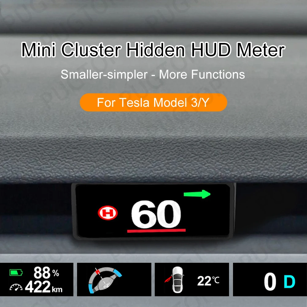 

Hidden HUD For Tesla Model 3 Model Y Dedicated Head Up Display Gear Battery Temp. Speedometer For TESLA Car Accessiores