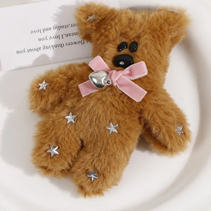 Cute Bow - Tie Bear Plush Hairpin Soft Bear Hairpin for Girl Decoration Creative Design Bear Hairpin Used for Daily Life