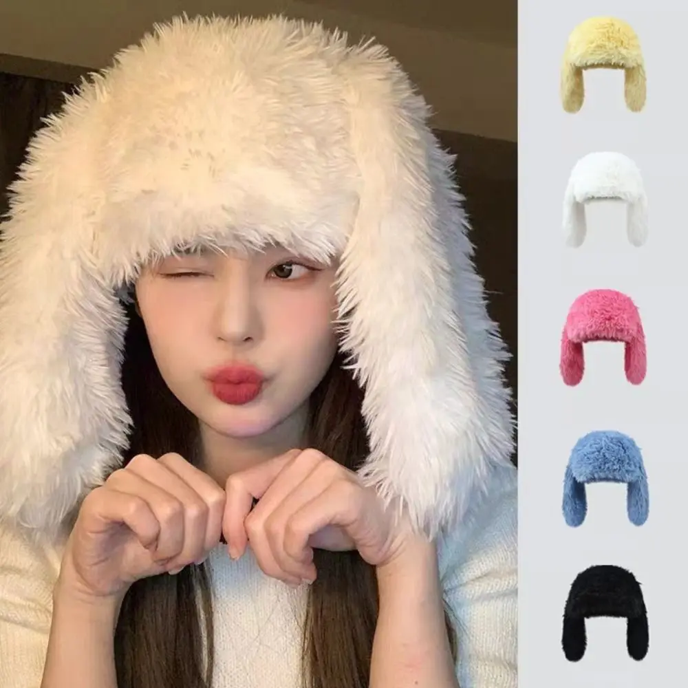 Acrylic Fiber Long Rabbit Ears Winter Hat for Girls