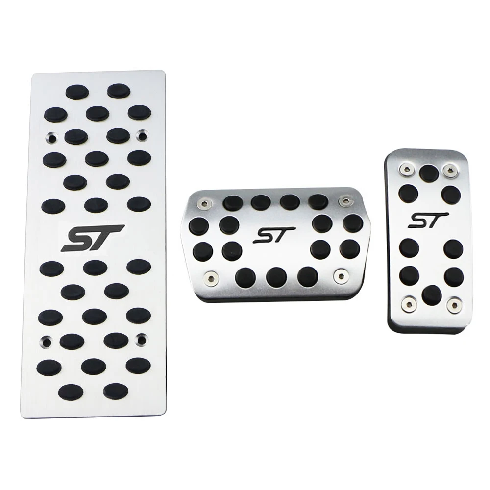Stainless Steel Auto Clutch Gas Brake Pedal Footrest Pads For Ford