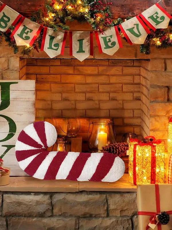 Christmas Candy Cane Stuffed Toy Plushies Throw Pillow Doll Sofa Cushion Christmas Decoration