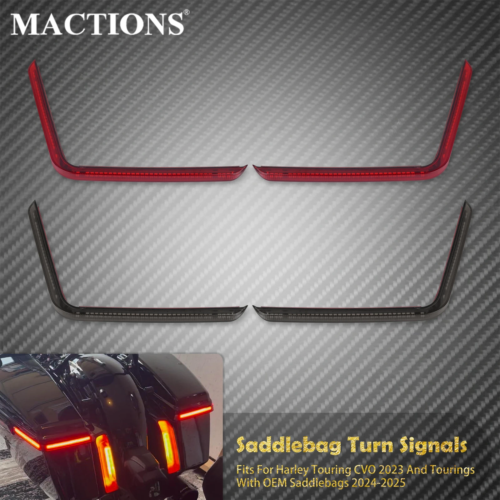 Motorcycle Rear Saddlebag Brake Turn Signal LED Light Running Tail Lamp For Harley Touring CVO 2023 Street Electra Glide 24-2025