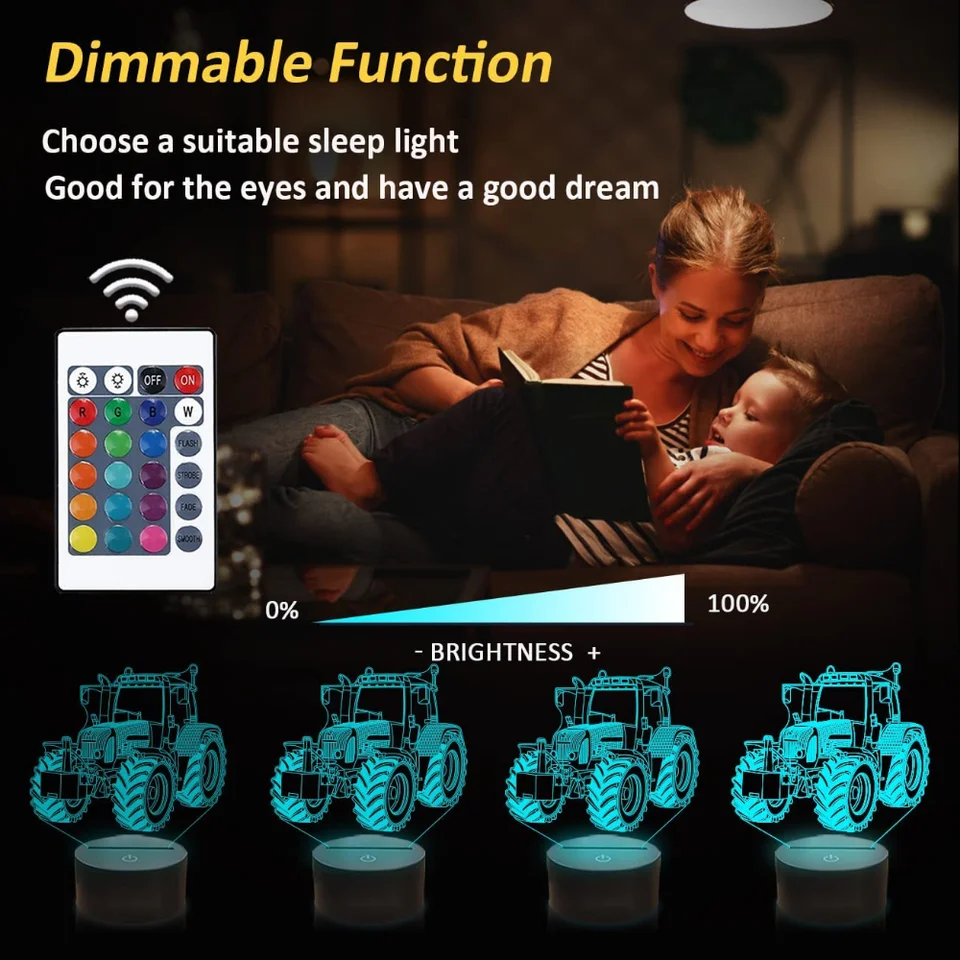 Lampada 3D Camion Con Illusione Ottica – Luce Notturna LED Con 16 Colori, Base Acrilica USB, Regalo Decorativo Per Camera E Soggiorno - 2