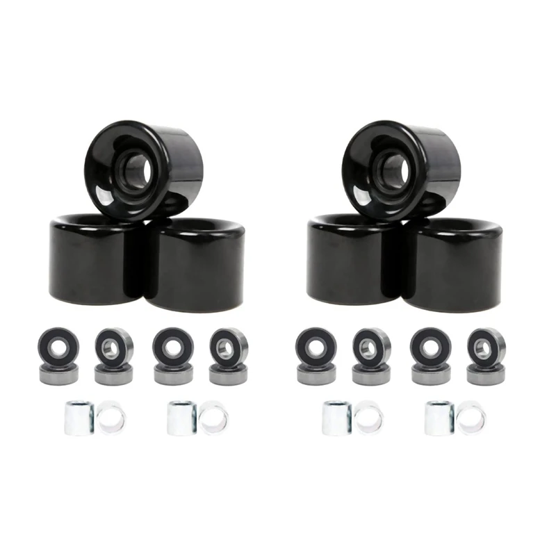 

New-Pack Of 8 60Mm Skateboard Wheels + ABEC-9 Bearing Steel And Spacers Cruiser Wheels