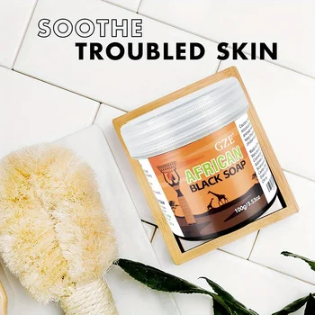 GZE African Black Soap 3-in-1 Face, Hair, and Body Cleanser - Deeply Cleanses and Moisturizes Skin and Hair, Natural Ingredients 4