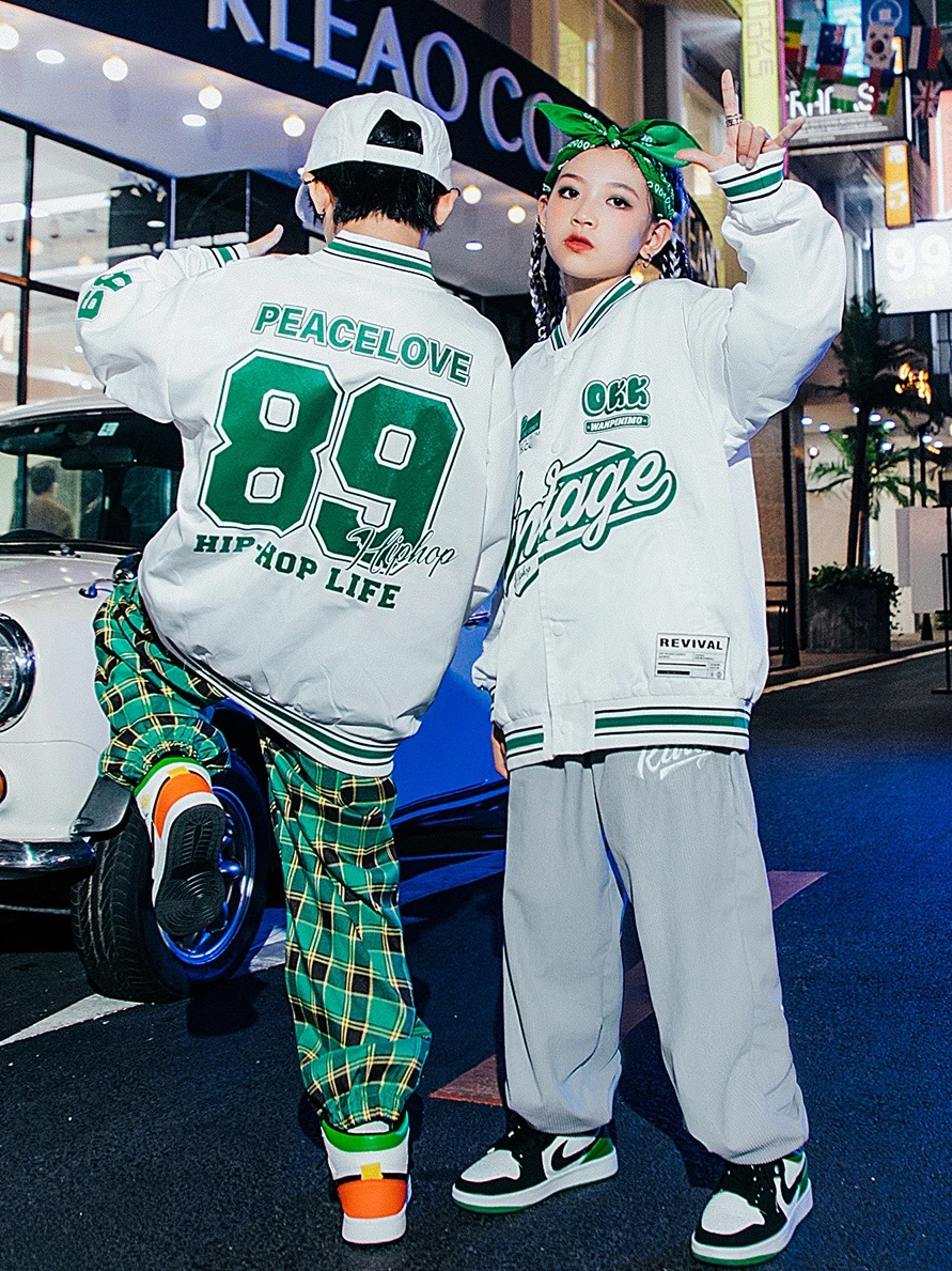 Jazz Modern Dance Rave Clothes Loose Jacket Hiphop Pants Kpop Clothing For Girls Boys Hip Hop Dance Performance Wea DQS11385