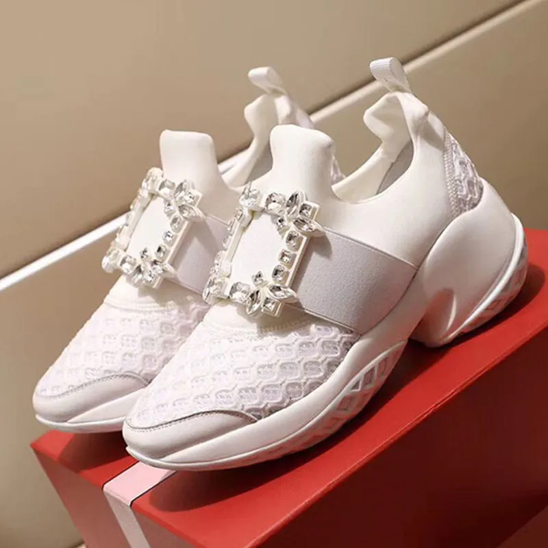 

Женские массивные кроссовки, модная сетчатая обувь с квадратной пряжкой и кристаллами, женская обувь 2023