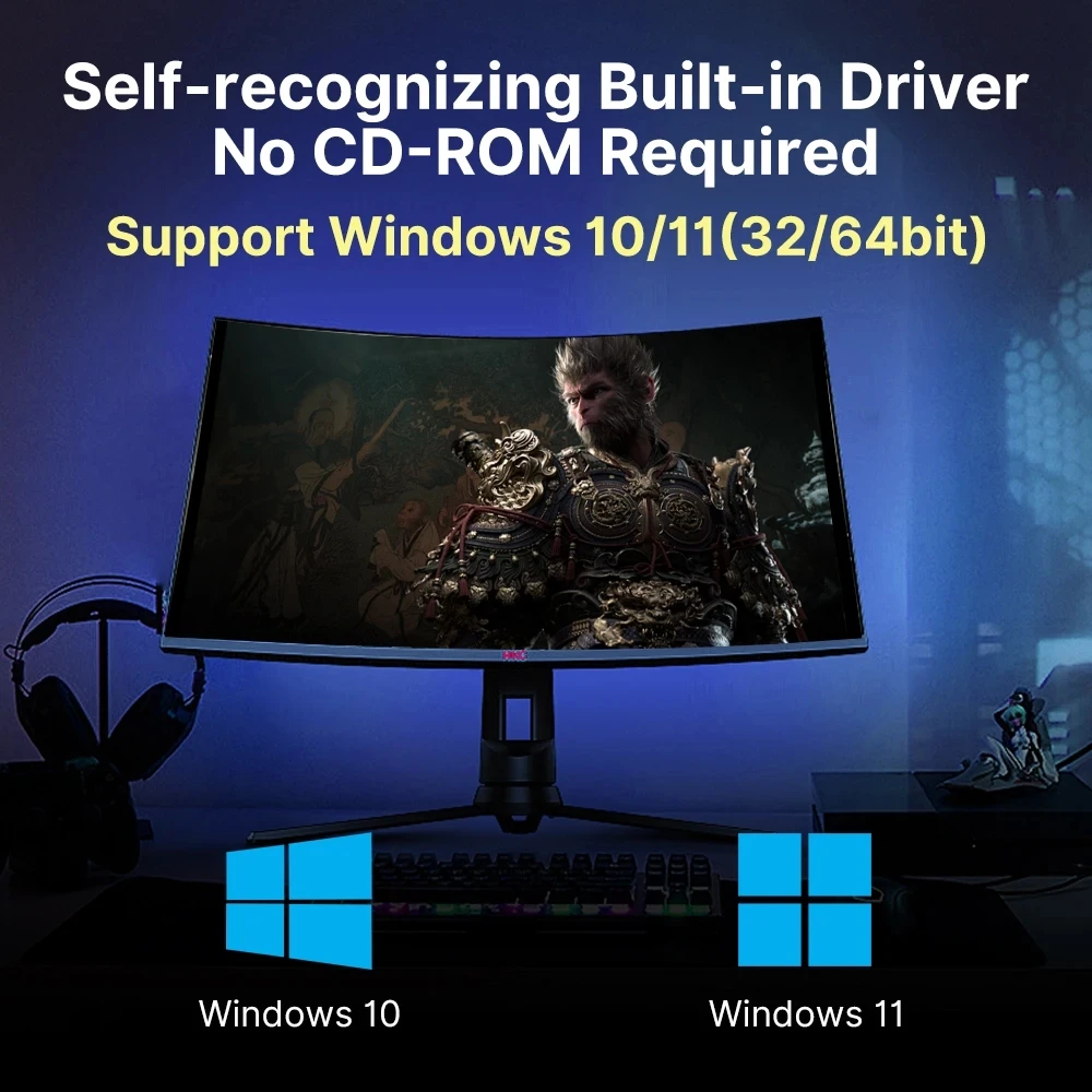 WiFi 7 이더넷 어댑터 6500Mbps USB 3.0 무선 네트워크 카드 트리플 밴드 수신기 PC/노트북용 윈도우 10/11 드라이버 프리