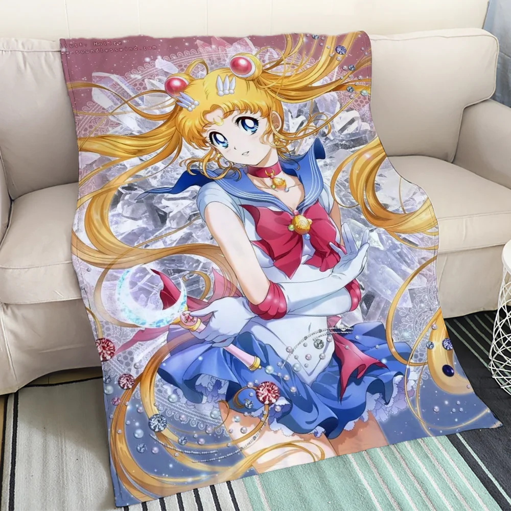 Flannel Blanket for Sofas Sailor Moon Bed Blankets & Throws Home Interior Microfiber Bedding Cobija Fluffy Plaid Sofa Throw Knee 6