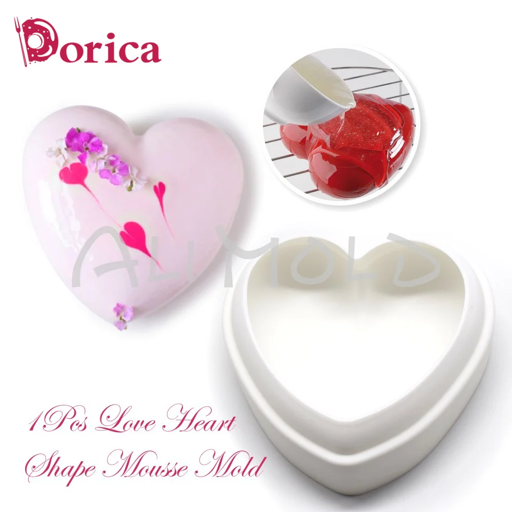 

Dorica Love Heart Shaped Chocolate Mousse Cake Mold DIY French Dessert Silicone Mould For Baking Cake Decorating Tools Bakeware