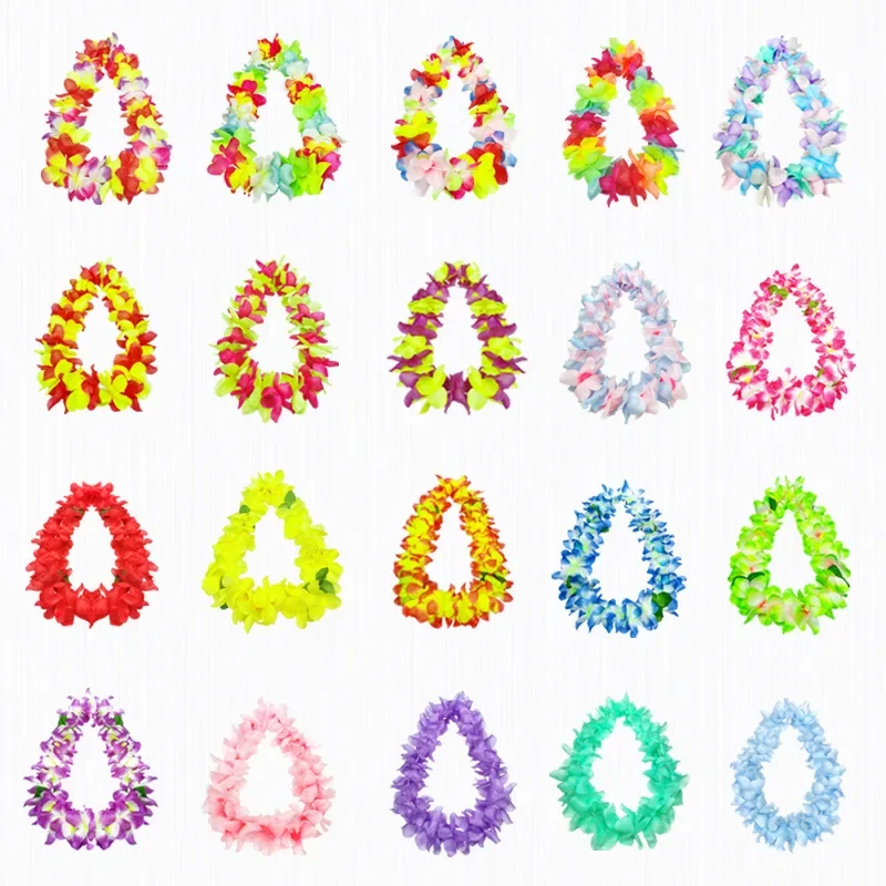 10pcs LED Light Up Flashing Hawaiian Leis Hula Dance Garland Artificial Flowers Neck Loop Necklace Glow Party Supplies Christmas images - 6