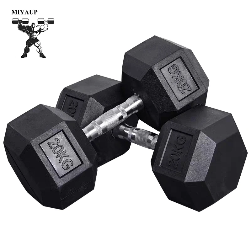 MIYAUP-Commercial Rubberized Dumbbells, Full Set of 20kg Household and Indoor Fitness Equipment, Sports Equipment,