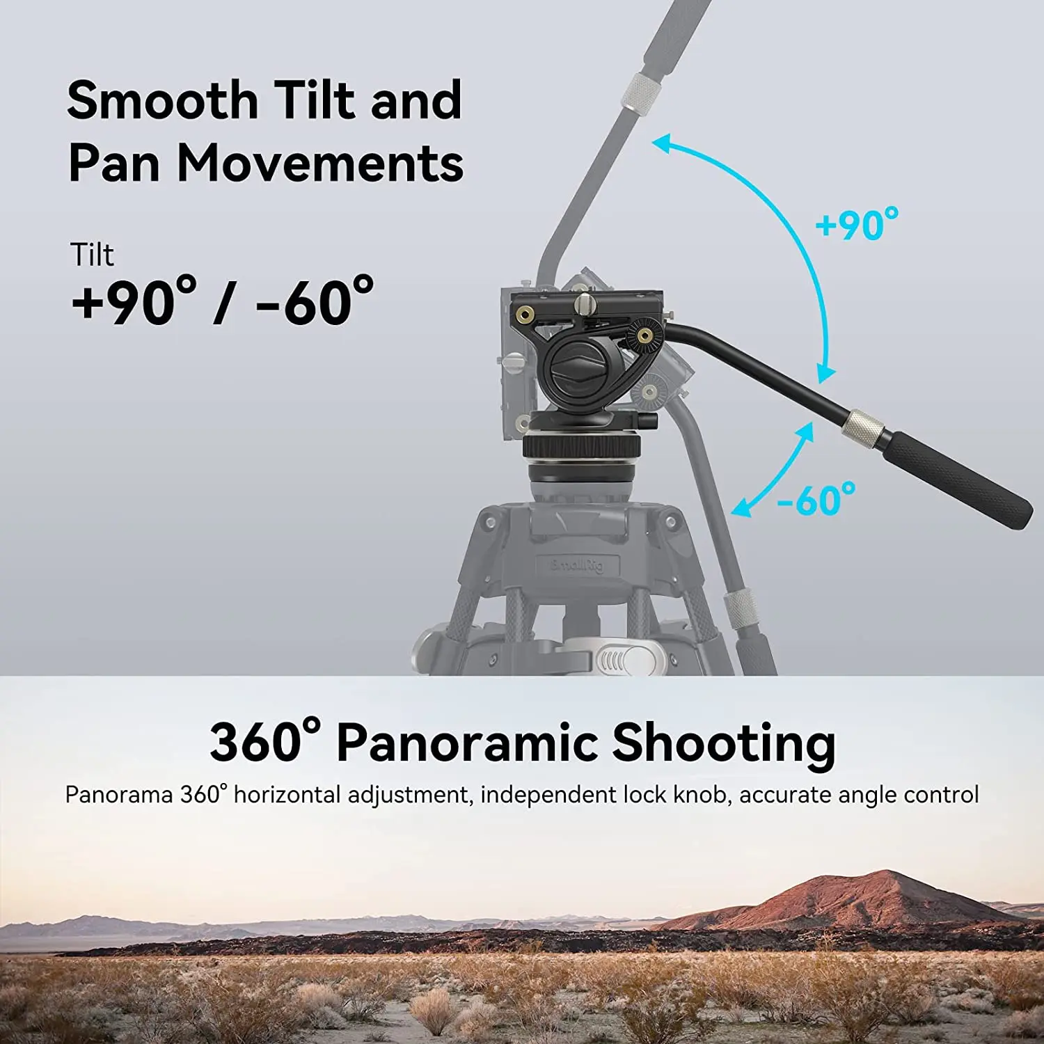 DH10 Heavy Duty Tripod Fluid Video Head with Flat Base Adjustable Handle for Ma