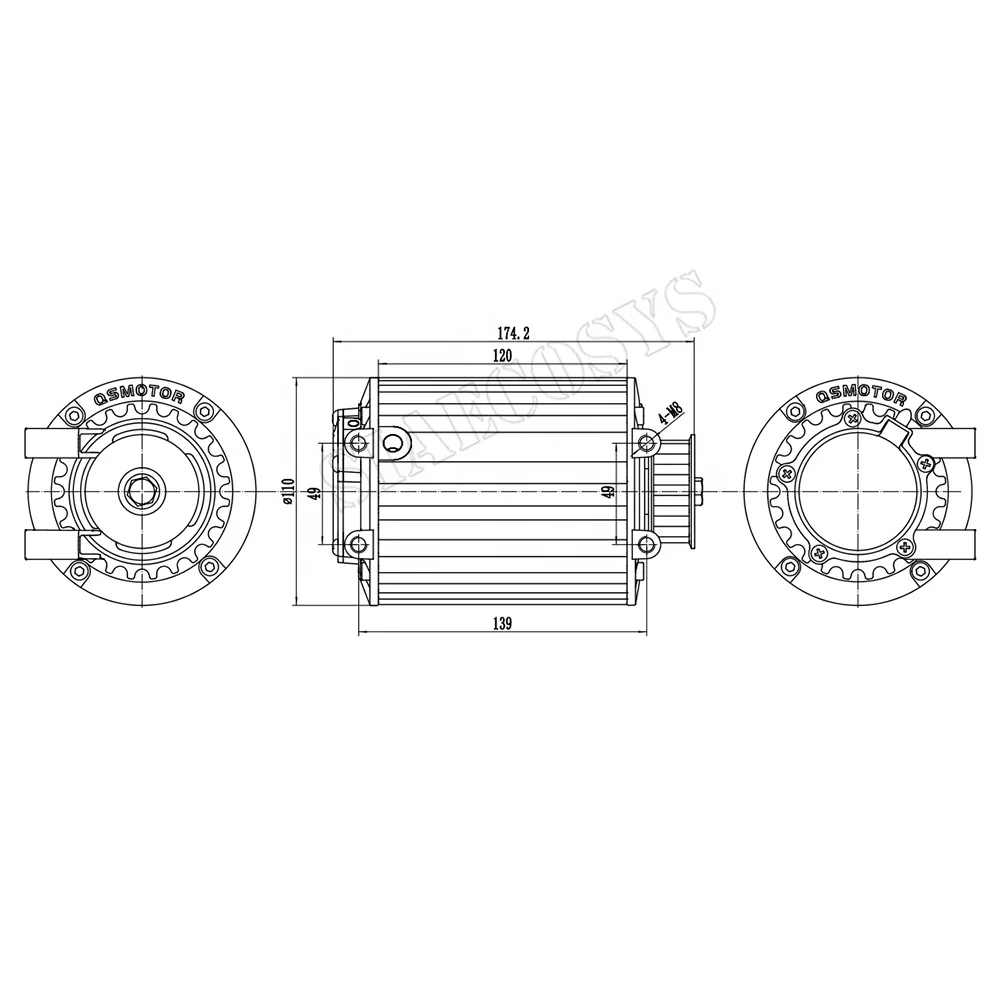 QS 90 1000W 72V 55KPH 428 벨트 미드 드라이브 모터 키트 전기 스쿠터 VOTOL EM50SP 컨트롤러 브러시리스 교류 55KPH 속도