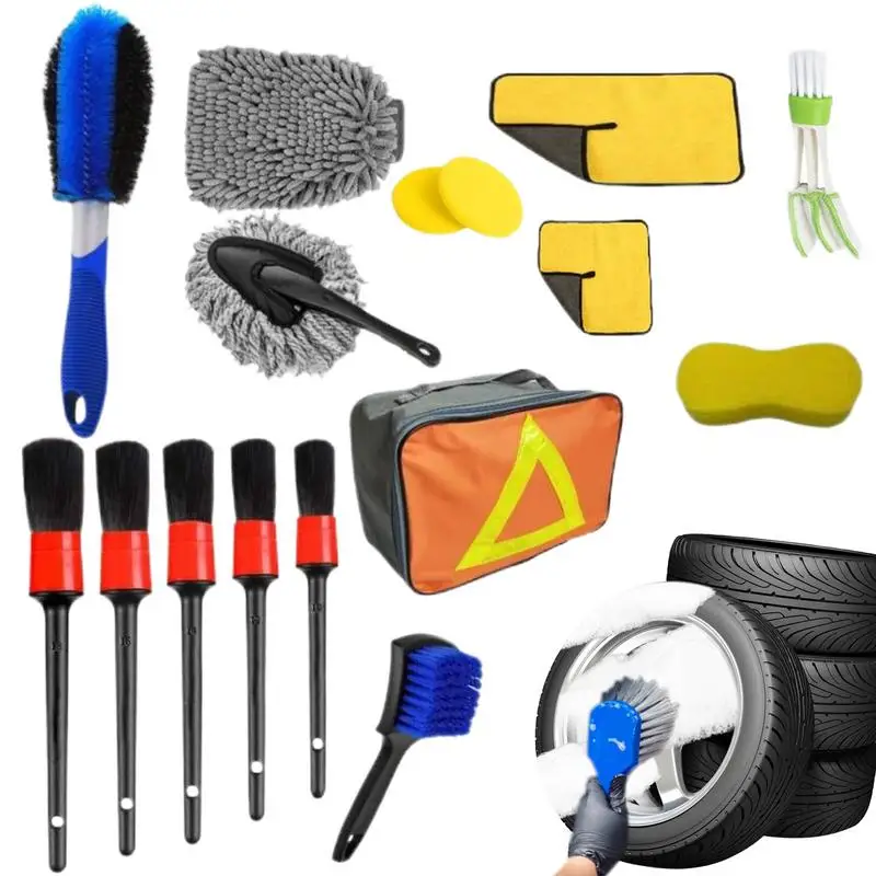 

22 Pieces Car Wash Kit Cleaning For Interior Exterior Car Cleaning Car Wash Brush Wheel Interior Gap Cleaning Brush Tire Brush