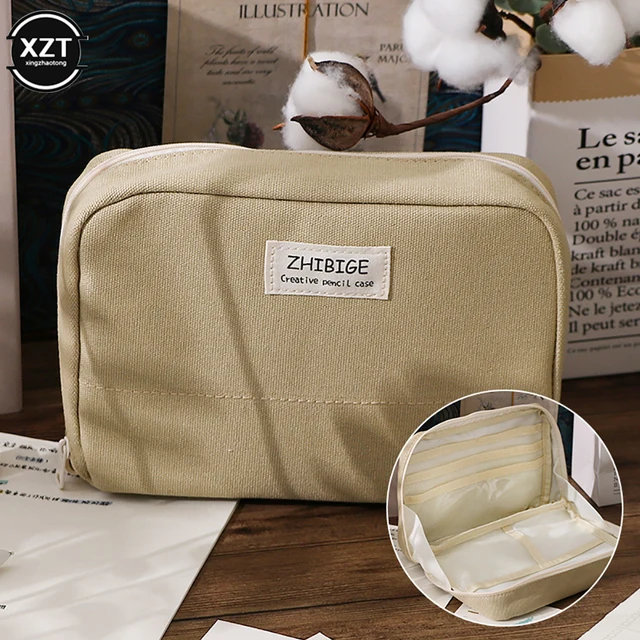 Nagy Kapacitású Ceruza Tok Rózsaszín Esztétikai Iskolai Box Levélpapír -Ellátás Zsák Cipzáras Tasak Iskola Kellékek