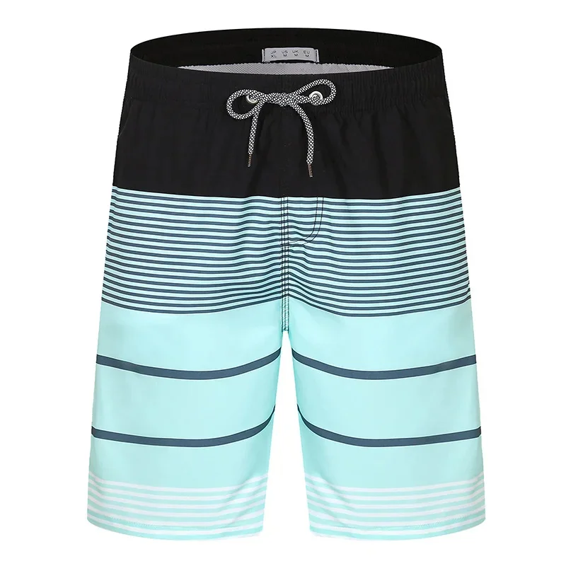 Gradient Stripes Graphic Swim Trunks For Men Colorful Splicing 3D Printed Short Pants Summer Hawaii Surf Swimsuit Beach Shorts 4