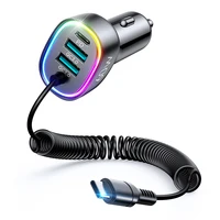 60W Fast Charging Car Charger USB C Car Phone Charger Adapter, 4 Port Fast Charging, 5.3FT Charging Cable Multicolor Night Light - Image 3
