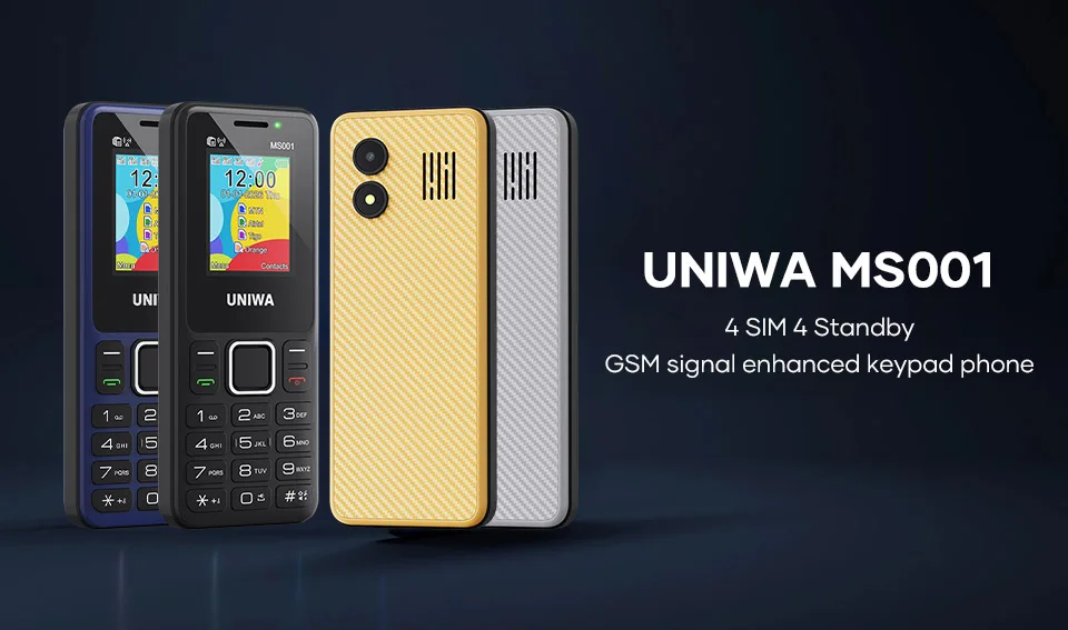 UNIWA MS001 2G Feature Phone 4 SIM 4 Standby GSM Signal Booster Keypad Phone 1800mAh Wireless radio Torch Senior Elder Cellphone