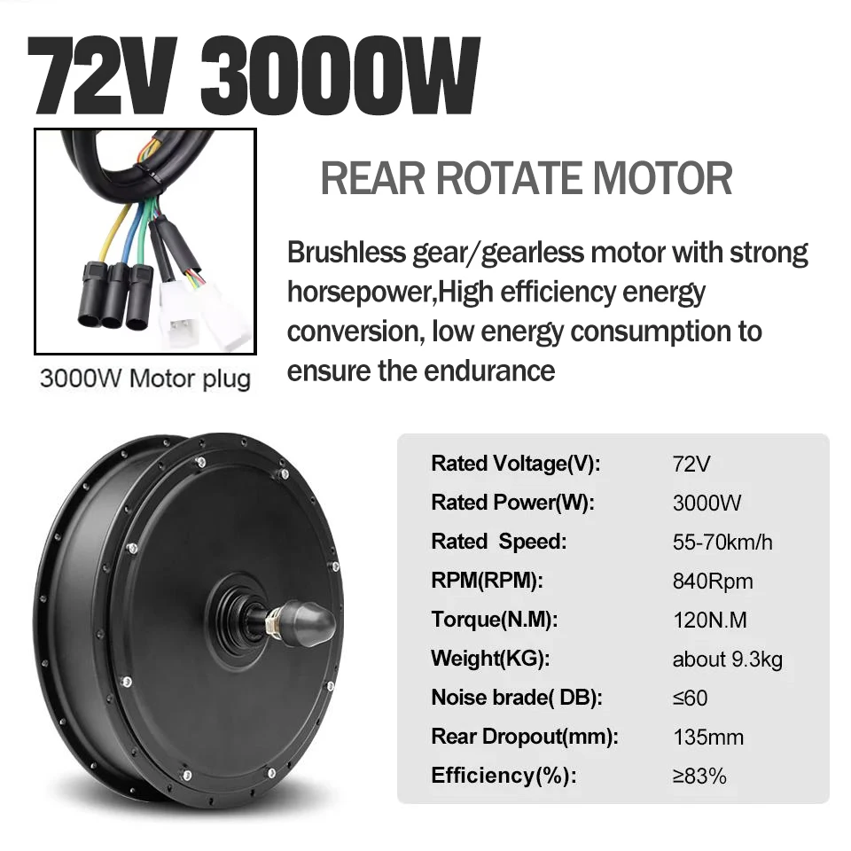 강력한 72V 5000W 3000W 2000W 전기 자전거 모터 휠 MTX39 림 전기 자전거 뒷바퀴 허브 모터 브러시리스 기어리스 DIY 전기 자전거