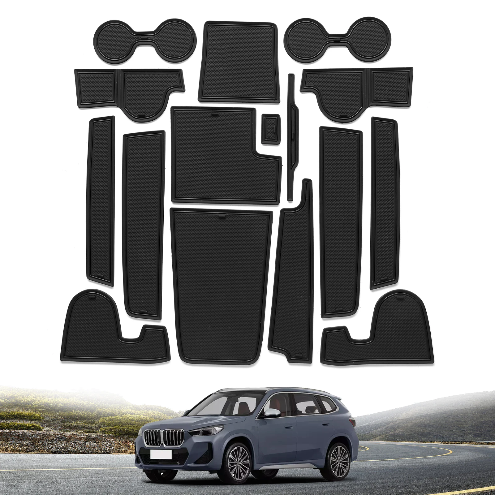 Alfombrilla Antideslizante Para Puerta De Jeep Compass 2022-2024 - 14 Piezas De Goma, Fácil De Limpiar