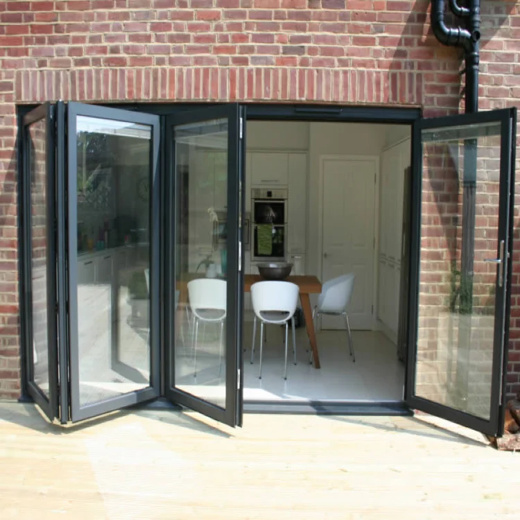 DN Tempered Glass Bifold Doors Aluminium Frame Folding Patio Outdoor Sliding Folding Door Aluminum Vertical Bi Doors