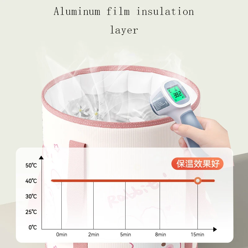 Foldable Foot Bath Bucket Easy to Carry Thickened High Temperature Resistance Cartoon Aluminum Film PVC