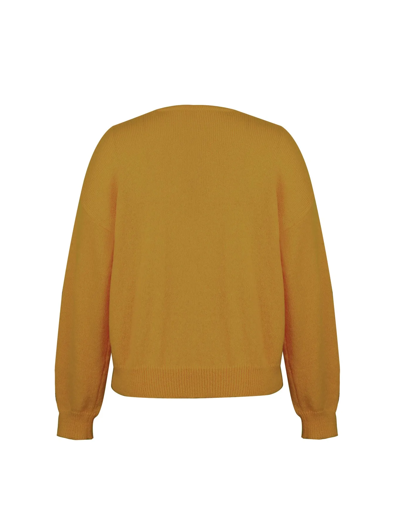 Women's Mustard Yellow Daisy Embroidered V-Neck Knit Cardigan Casual Oversized Long Sleeve Outerwear 5
