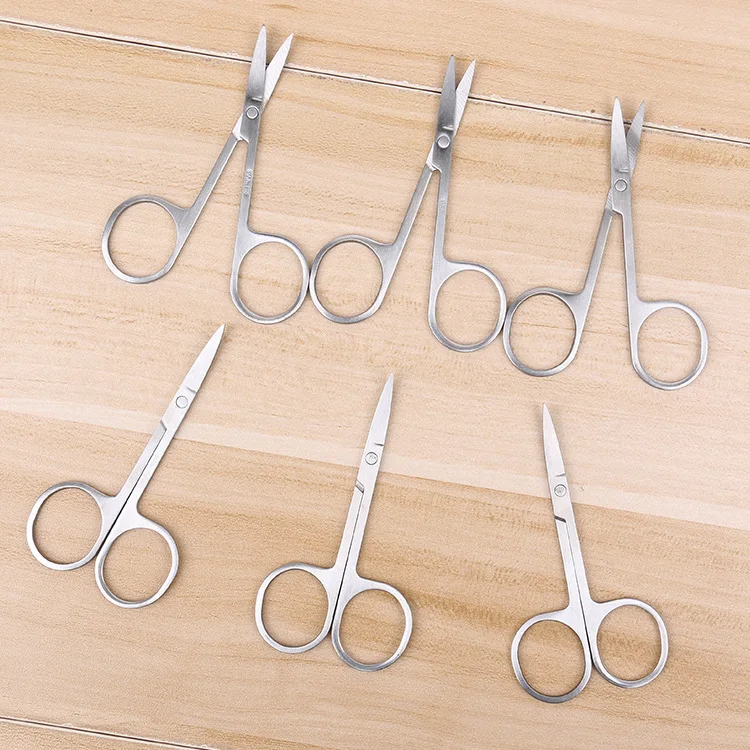 Stainless steel sharp makeup eyebrow trimming nose nose hair scissors household multi-functional arc pointed small scissors