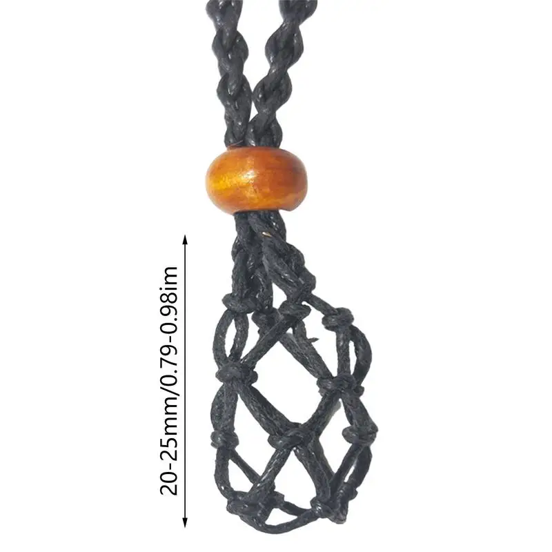 Adjustable Braided Necklace Cord DIY Wax Rope Empty Stone Holder Natural Quartz Crystal Raw Jewelry Making Net Bag Pendant 1pc
