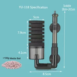 Enhanced Aquarium Biochemical Sponge Filter and Air Pump Skimmer (YU-118 with balls)