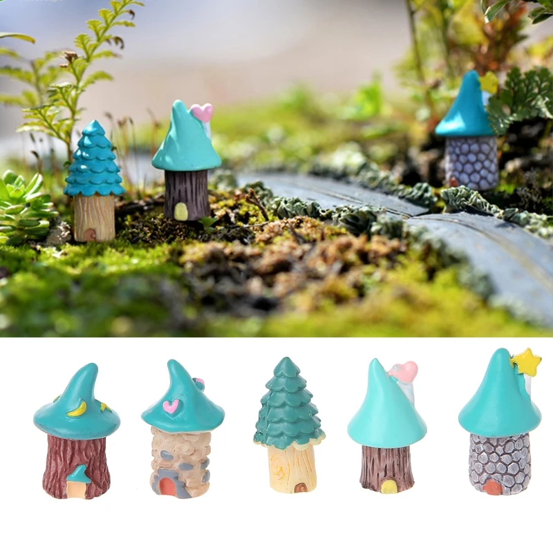1Pc Casa In Resina Fairy Garden Miniature Micro Cottage Paesaggio Decorazioni Fai Da Te F0T4