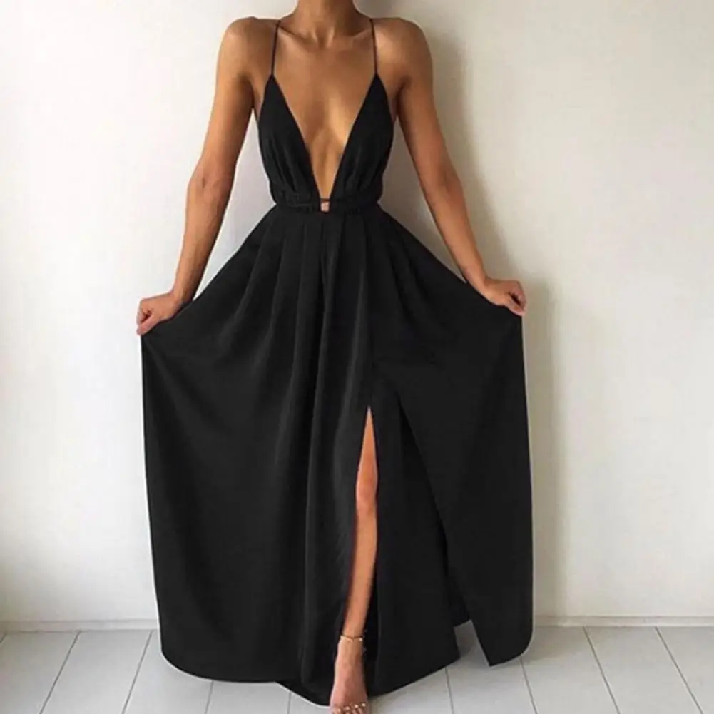 

Atmospheric Senior Dress Cross Bandage Back High-Waist Evening Dress Sling Backless Women Banquet Long Dress Female Clothing