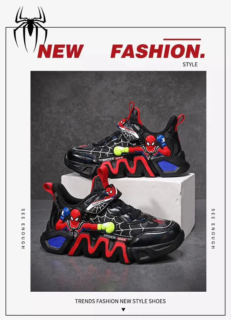 Description Picture 6 of itemIconic Brand Children's Boys' Shoes Spring Cartoon Kids' Red Waterproof Autumn Boys' Red PU Leather Sport Shoes Sneaker Size 26-37