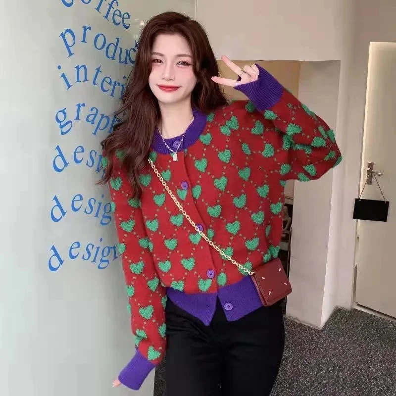 Embroidery Sweater Autumn Winter Heavy Industry Nail Bead Love