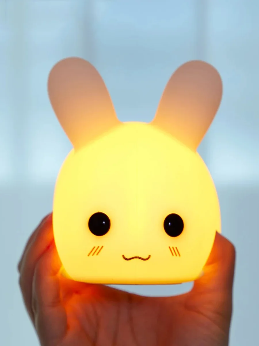 mi motion activated night light 2 Rabbit Night Light Silicone Dimmable Touch Sleeping Lights USB Rechargeable Children's Night Lamp RGB Remote Cute Feeding Lamps dinosaur light