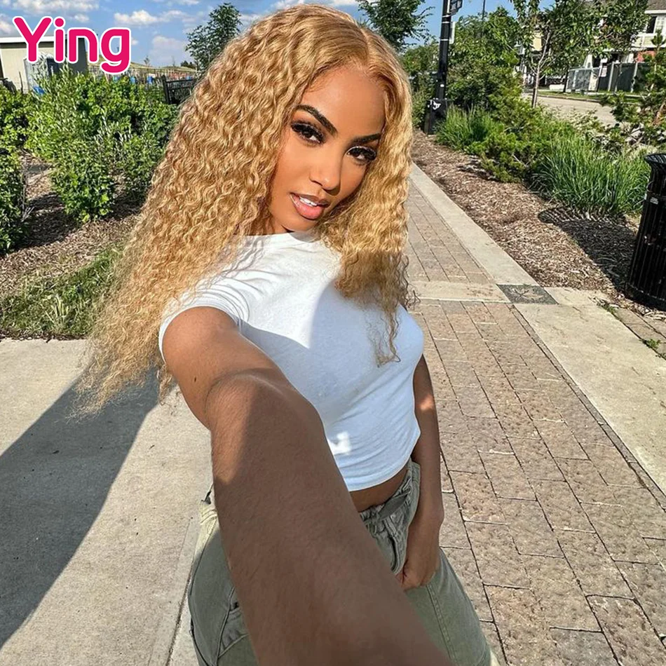 Ying 34 Inch 200% Honingblonde 13X6 Lace Front Pruik Curly Wave 5X5 Lace Pruik Remy 13X4 Lace Front Pruik Preplucked Met Babyhaar