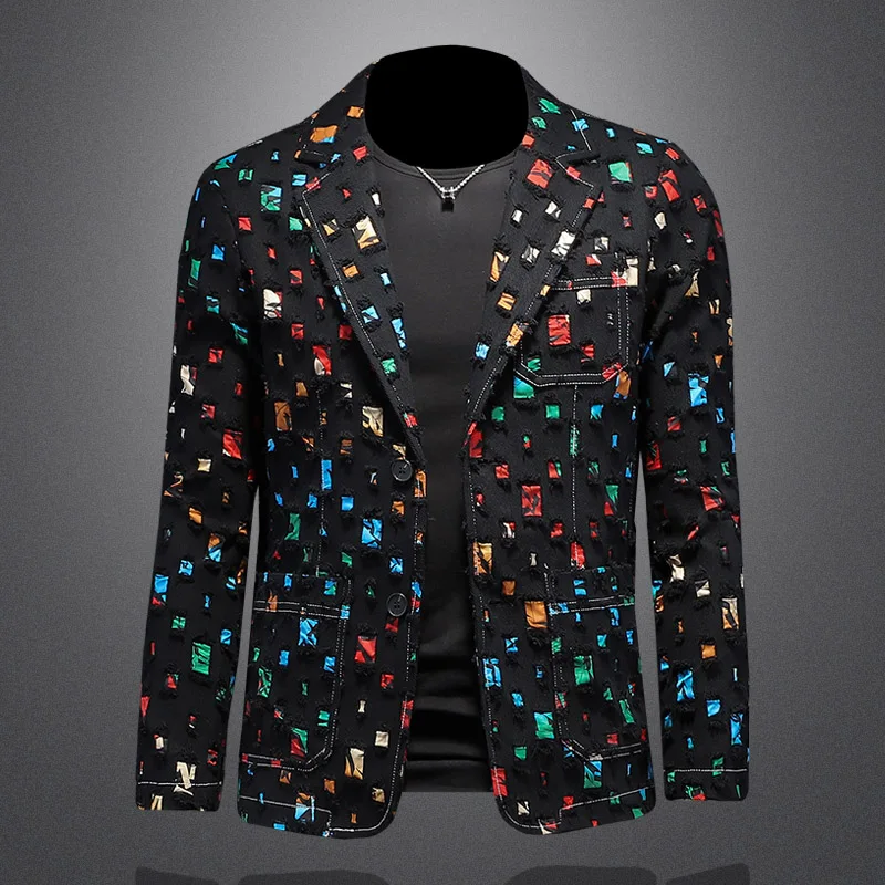 High-quality Fashion with Handsome Trend Boutique Business Leisure Spring Men's Casual Denim Suit Men Blazer Slim Fit
