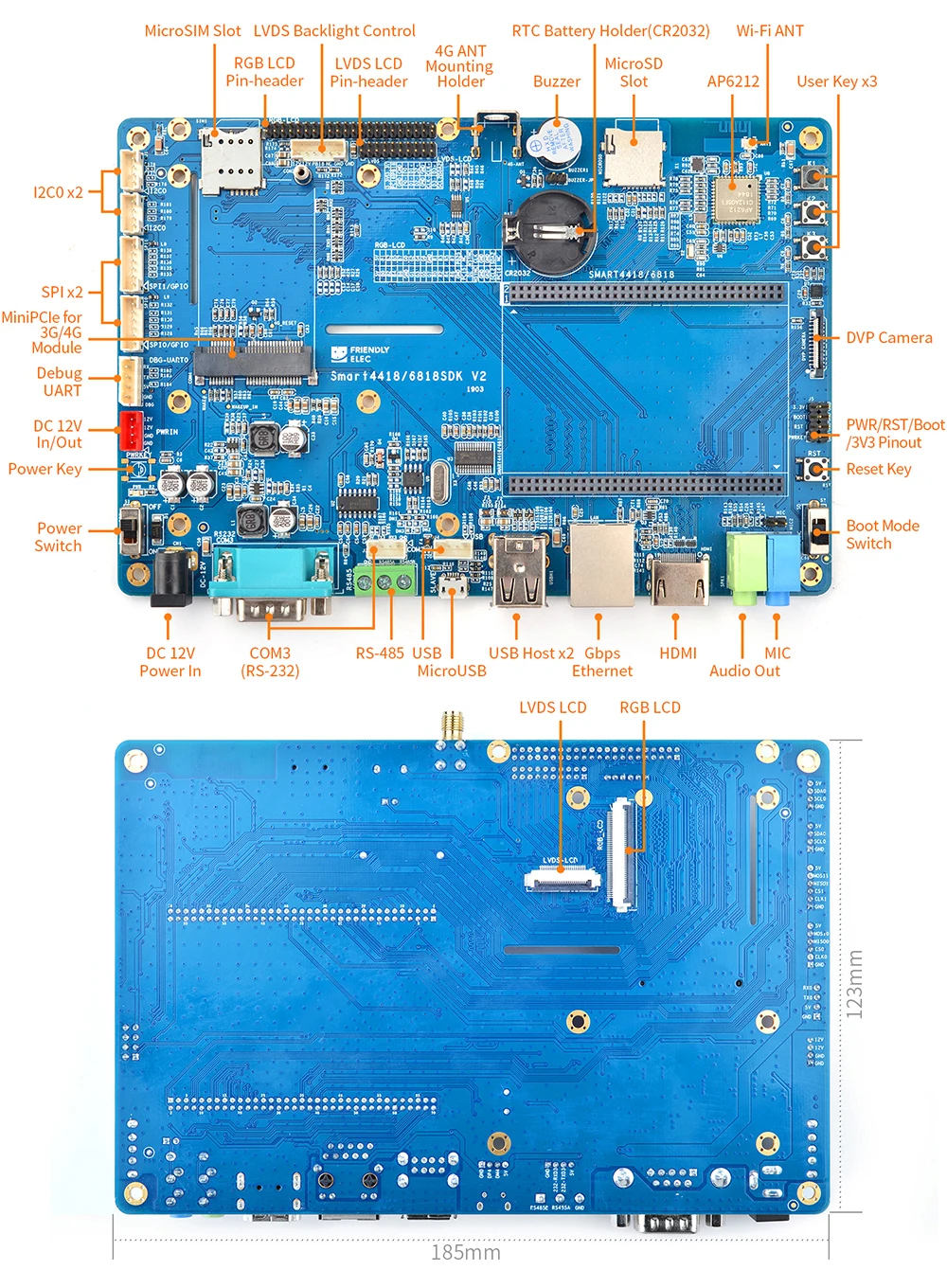 Smart4418 CPU Board Dev Kit 2.0 S5P4418 Quad Core Cortex-A9 1GB DDR3 RAM Support
